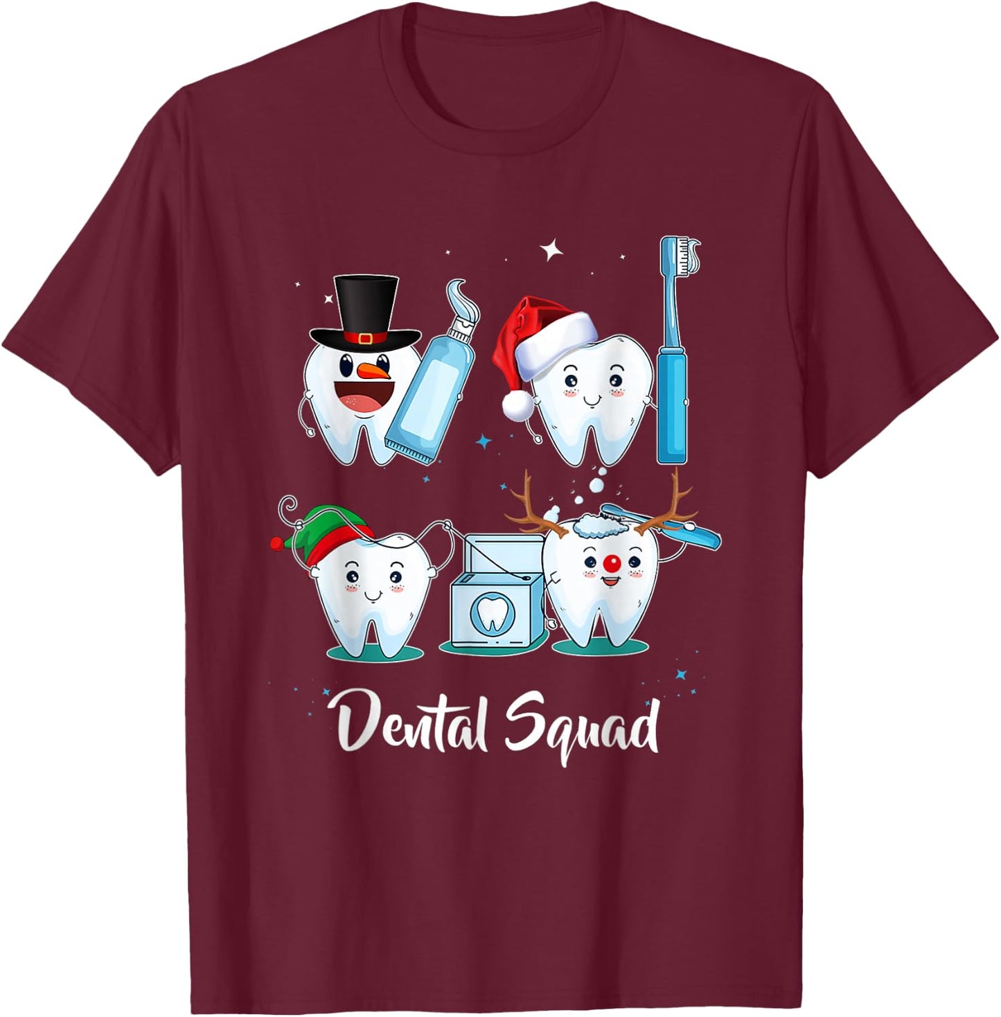 Dental Squad Teeth Dentist Christmas Dental Xmas Pajamas T-Shirt - T-Shirt | Maroon
