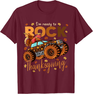 I'm Ready To Rock Thanksgiving Dabbing Turkey Monster Truck T-Shirt - T-Shirt | Maroon
