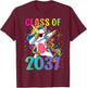 Class of 2037 Shirt Girls Kids Dabbing Unicorn Grow With Me T-Shirt - T-Shirt | Maroon