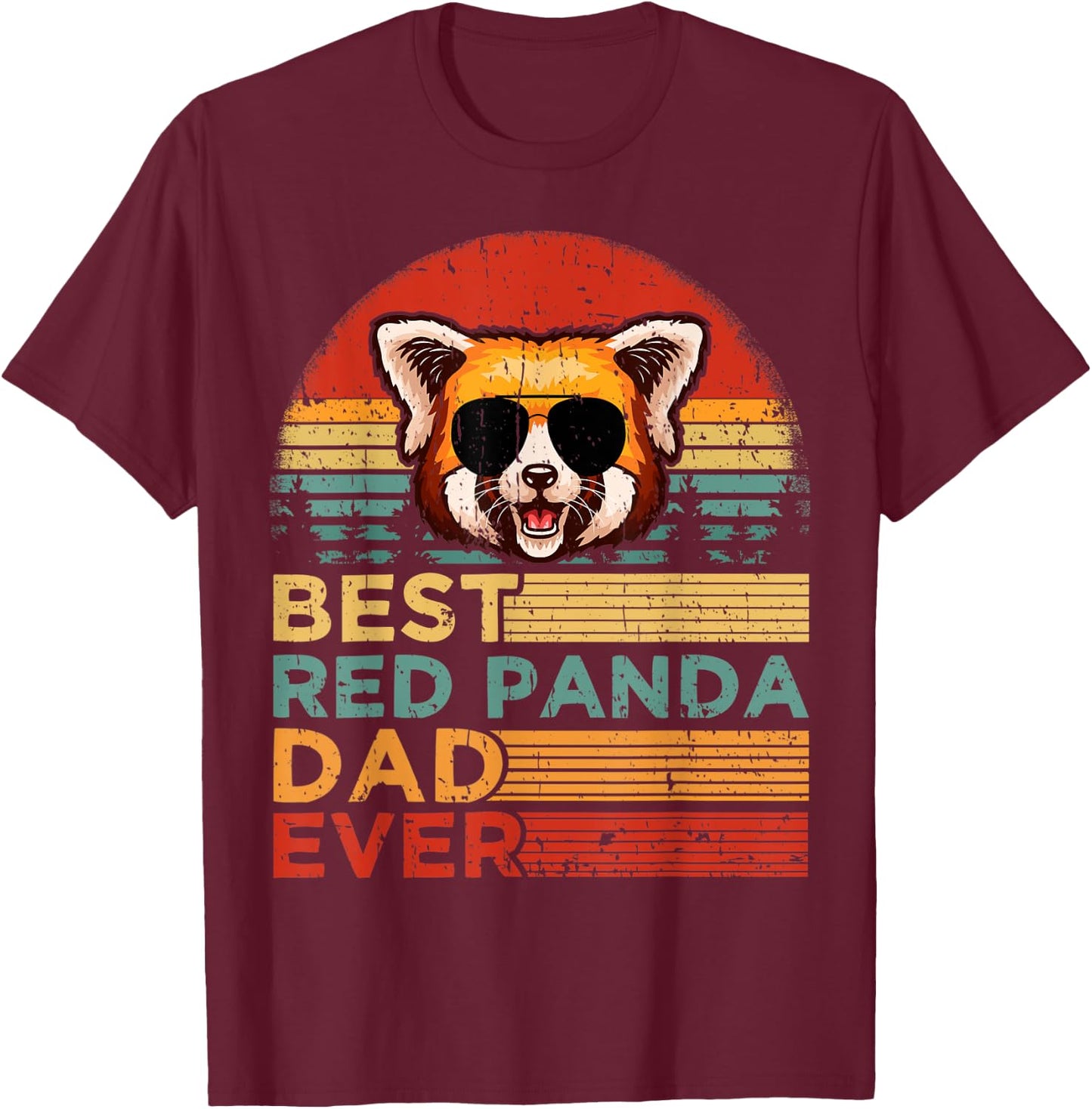 Vintage Best Red Panda Dad Ever Funny Red Panda Father's Day T-Shirt - T-Shirt | Maroon