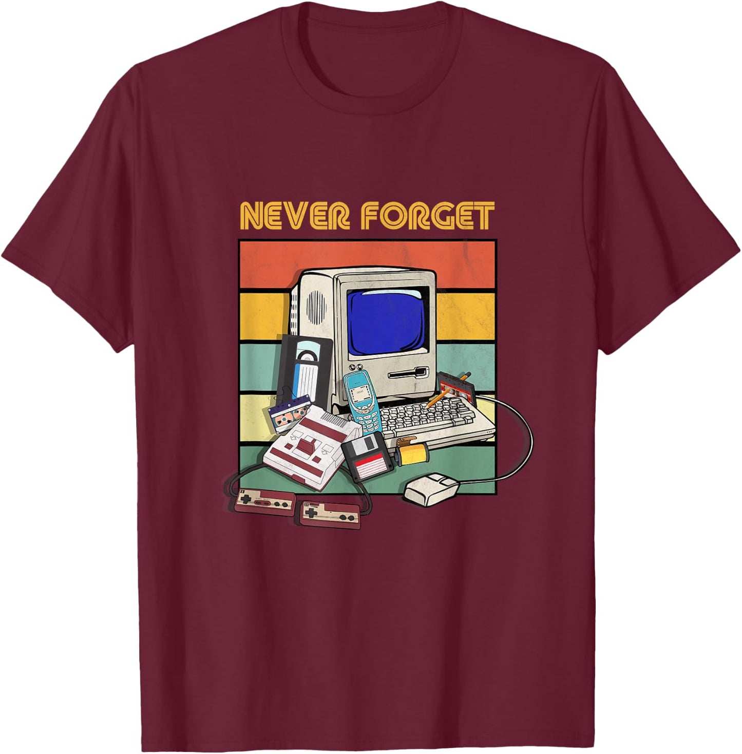 Never Forget Retro 1980s 90s Cassette Tape Music Lovers T-Shirt - T-Shirt | Maroon
