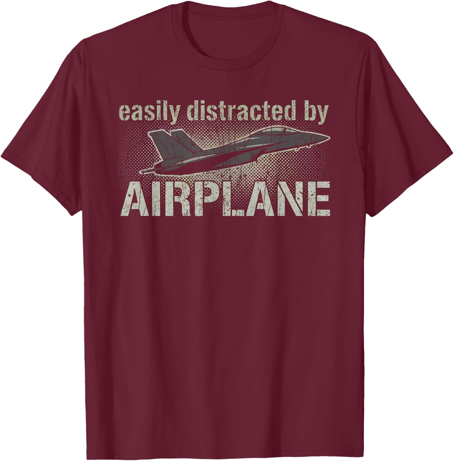 Easily Distracted by Airplanes T-Shirt - T-Shirt | Maroon