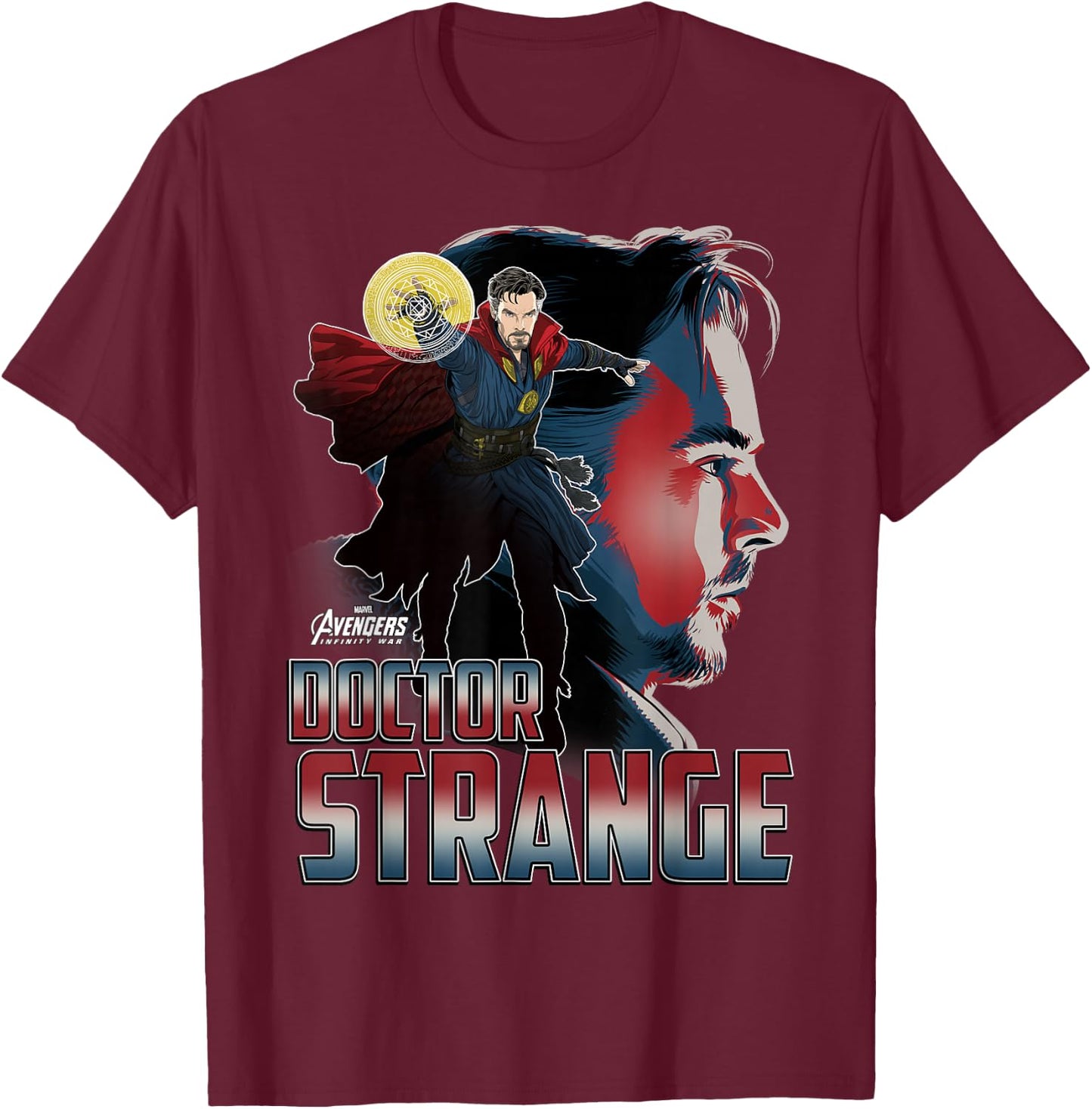 Marvel Infinity War Dr. Strange Head Profile Graphic T-Shirt - T-Shirt | Maroon