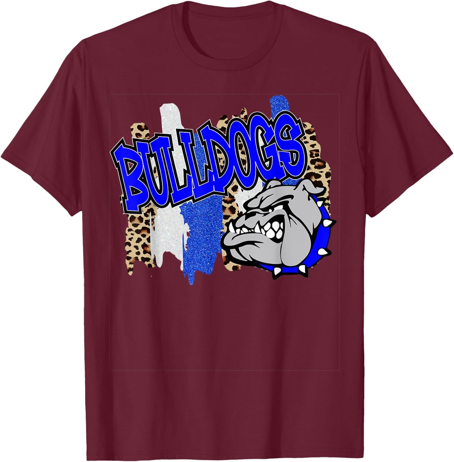Bulldogs Swash Blue White School Spirit T-Shirt - T-Shirt | Maroon