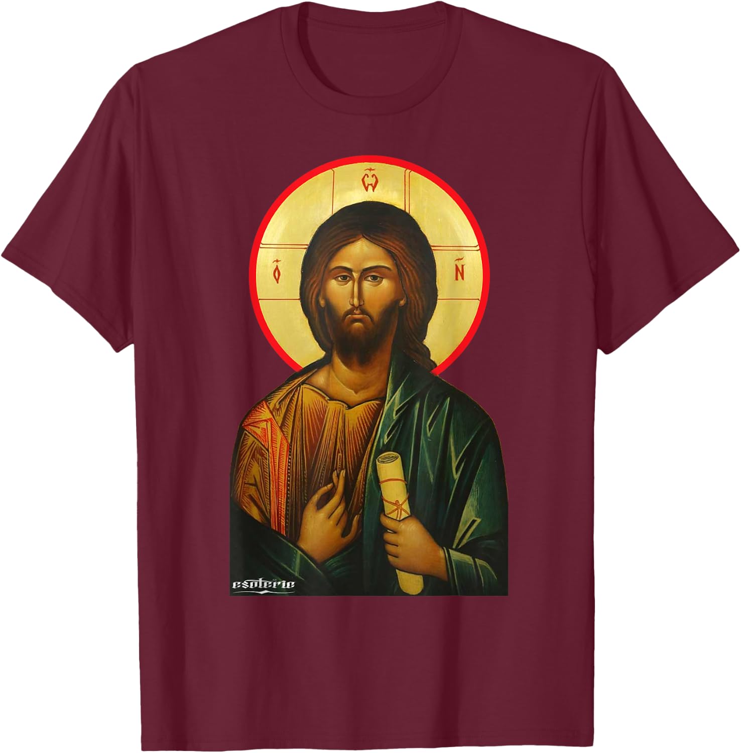 Jesus Christ Icon Greek T-Shirt - T-Shirt | Maroon