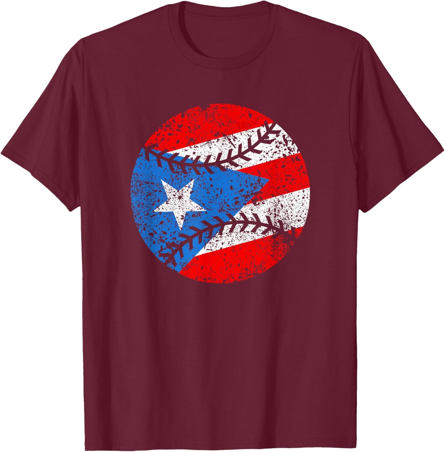 Puerto Rican Baseball Proud Boricua Flag Puerto Rico T-Shirt - T-Shirt | Maroon