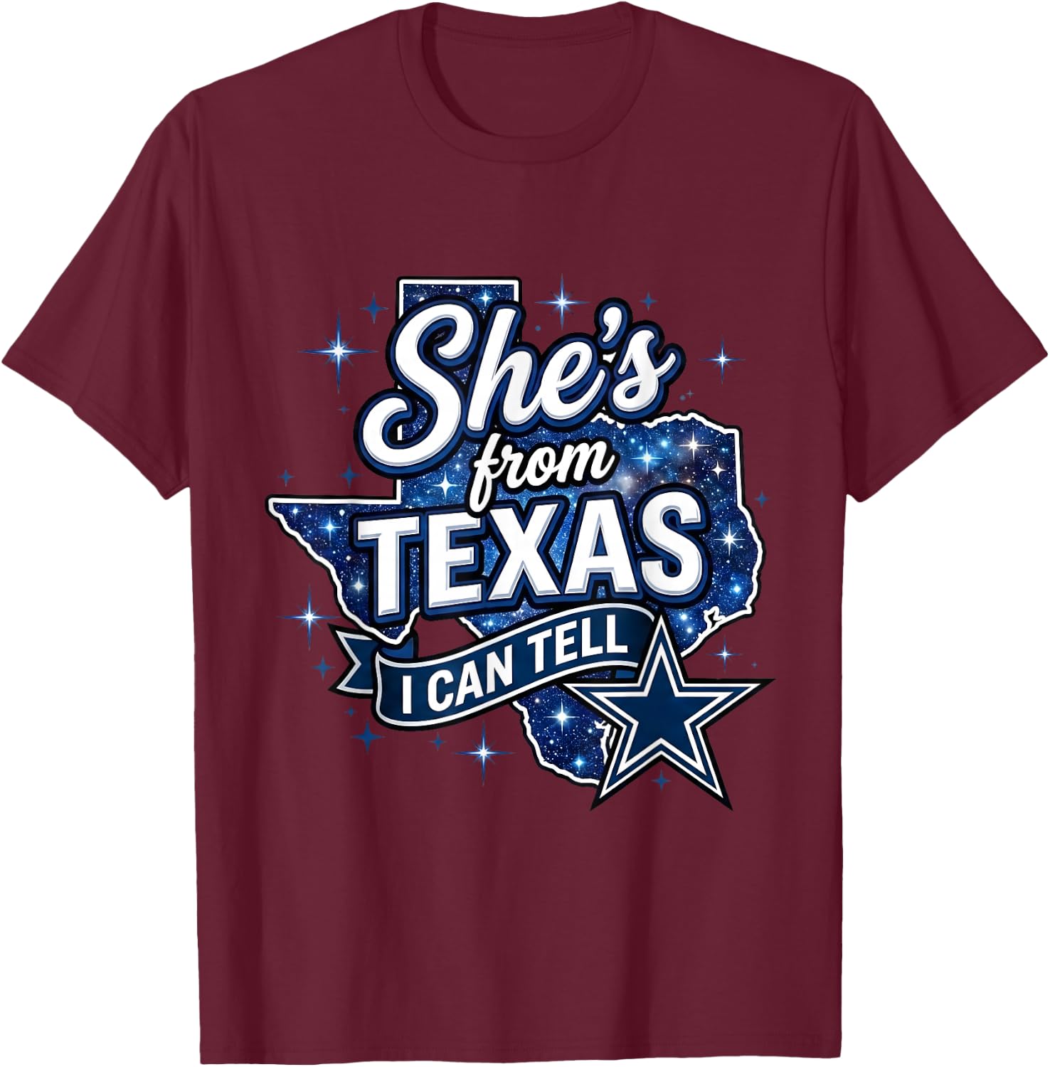 She's from Texas I Can Tell Retro Texas Girl Cowboy T-Shirt - T-Shirt | Maroon