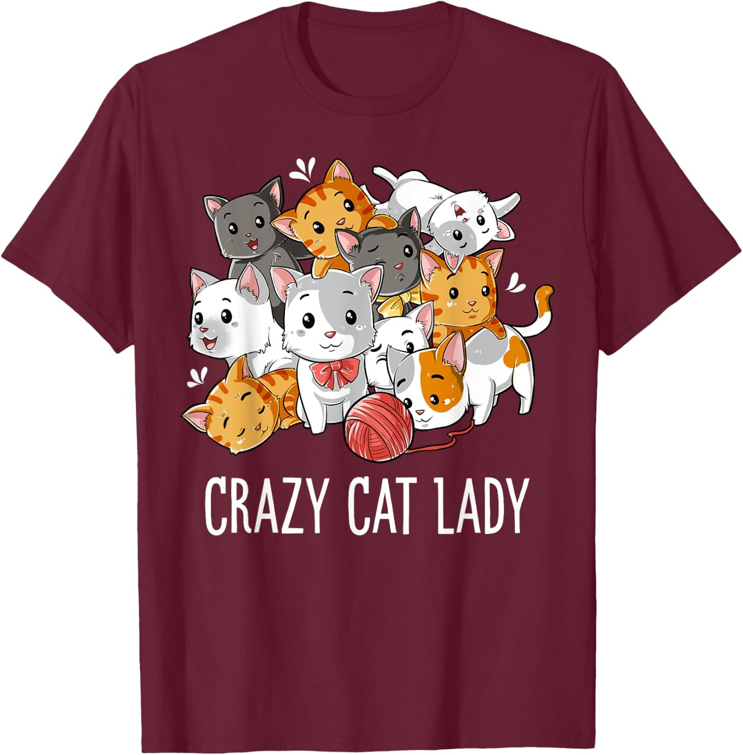 Crazy Cat Lady Funny Girls Women Kitty Kitten Animal Lover T-Shirt - T-Shirt | Maroon