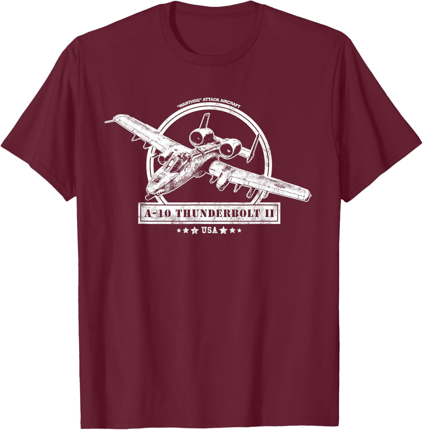 A-10 Thunderbolt II Aircraft T-Shirt - T-Shirt | Maroon