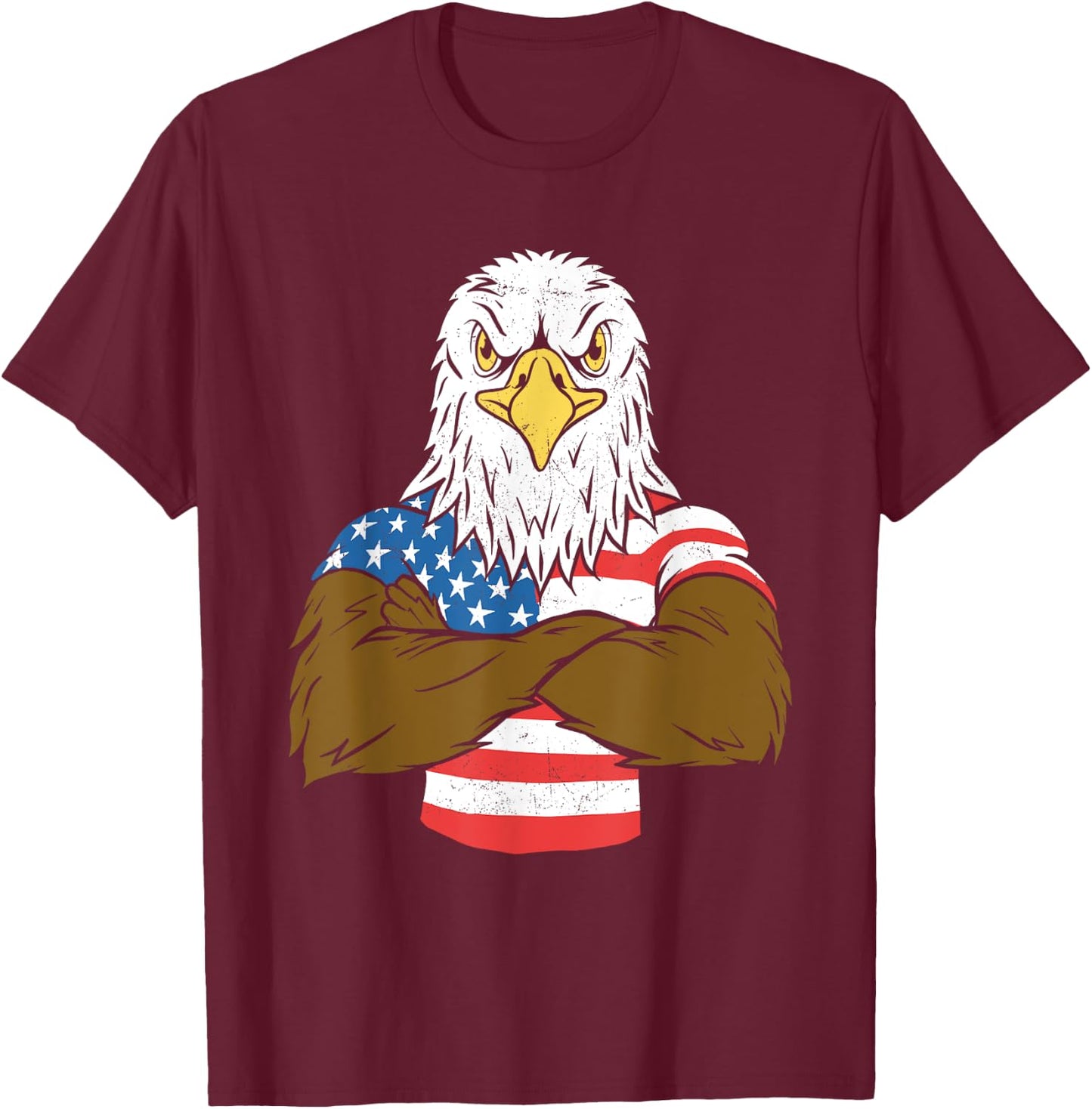 Patriotic Bald Eagle - USA American Flag 4th of July Fourth T-Shirt - T-Shirt | Maroon