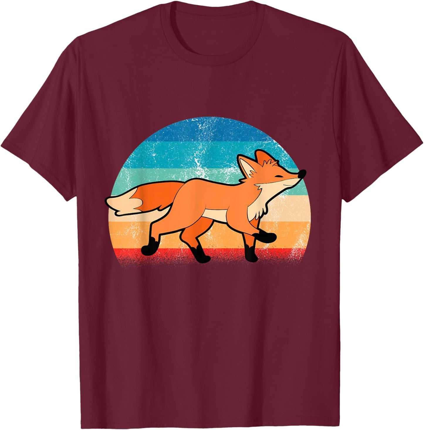 Fox Red Foxes Girls' Smart Vintage Wildlife T-Shirt - T-Shirt | Maroon