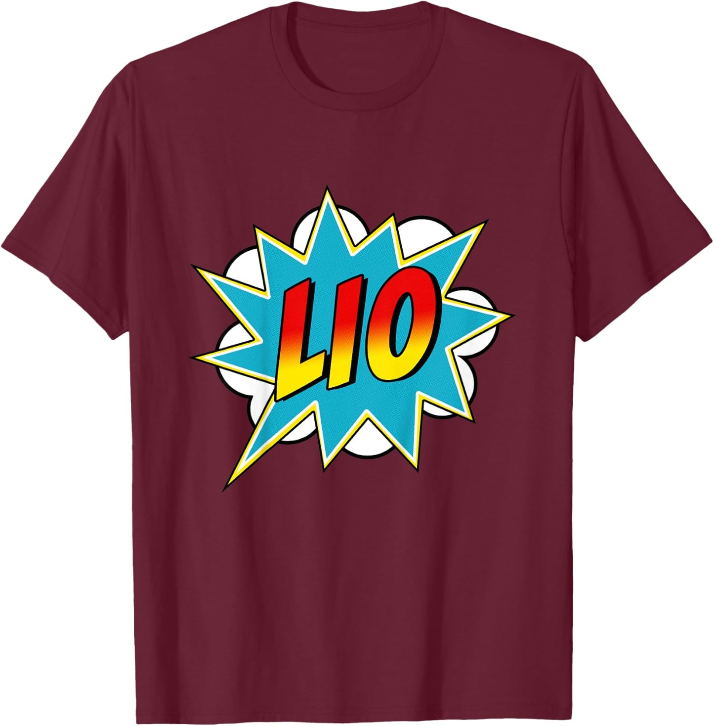 Kids Boys Lio Name Comic Book Superhero T-Shirt - T-Shirt | Maroon