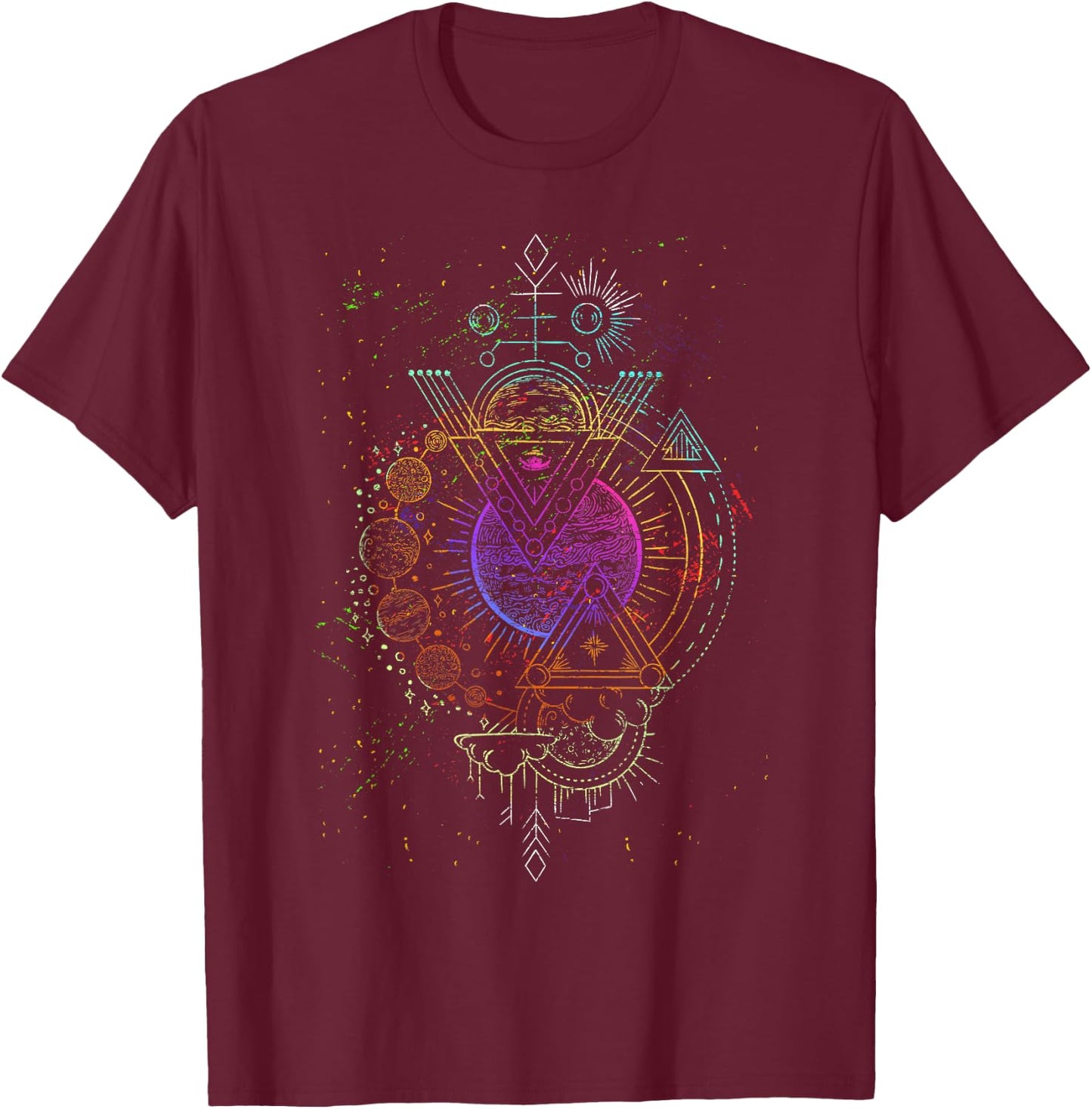 Mysticism Witchcraft Pagan Sacred Geometry Occult T-Shirt - T-Shirt | Maroon