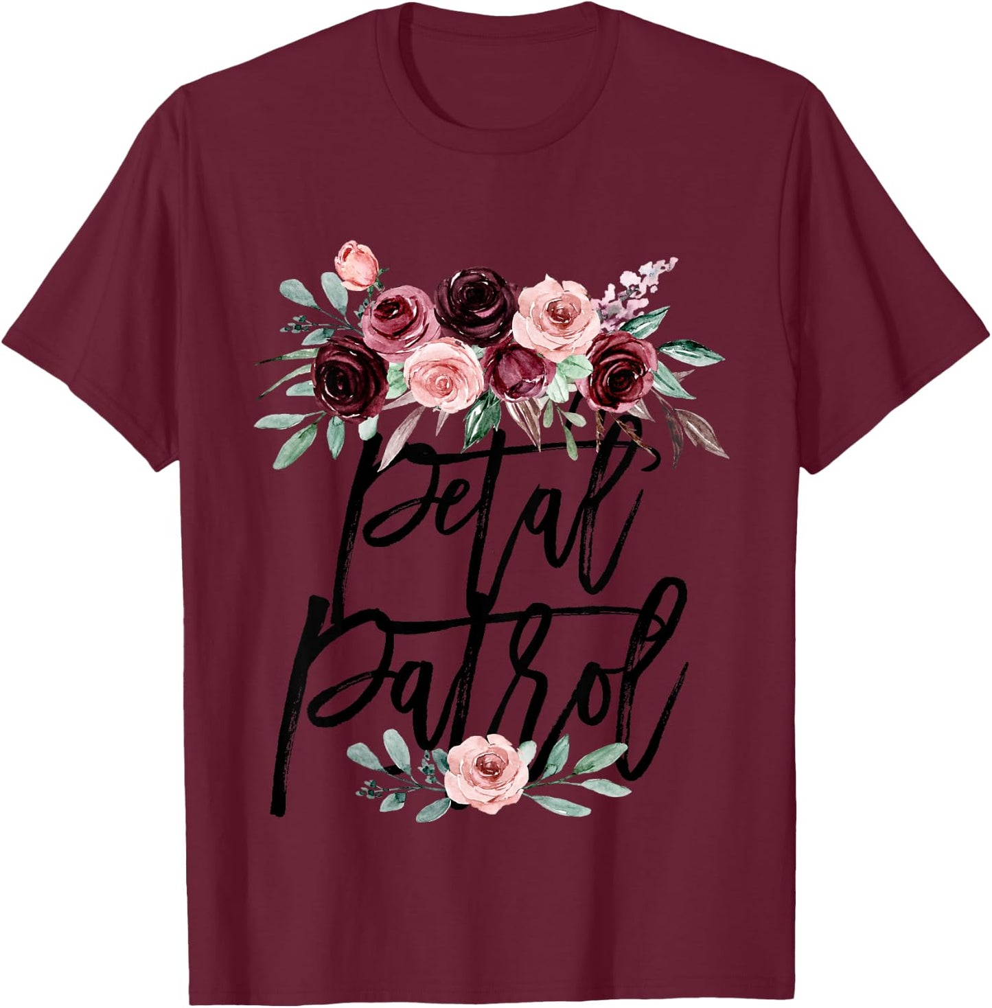 Bridesmaid Proposal for Toddler Girls Petal Patrol Floral T-Shirt - T-Shirt | Maroon