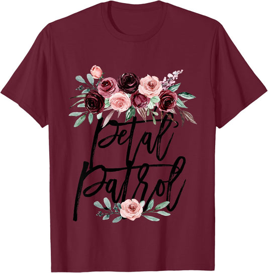 Bridesmaid Proposal for Toddler Girls Petal Patrol Floral T-Shirt - T-Shirt | Maroon