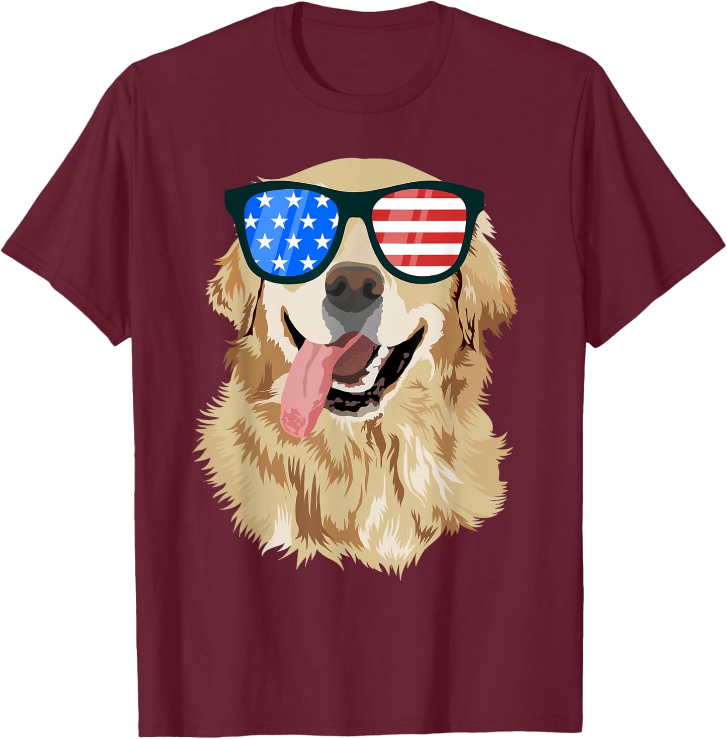 Golden Retriever USA American Flag Dog Lover Puppy Owner Women Kids Men T-Shirt - T-Shirt | Maroon