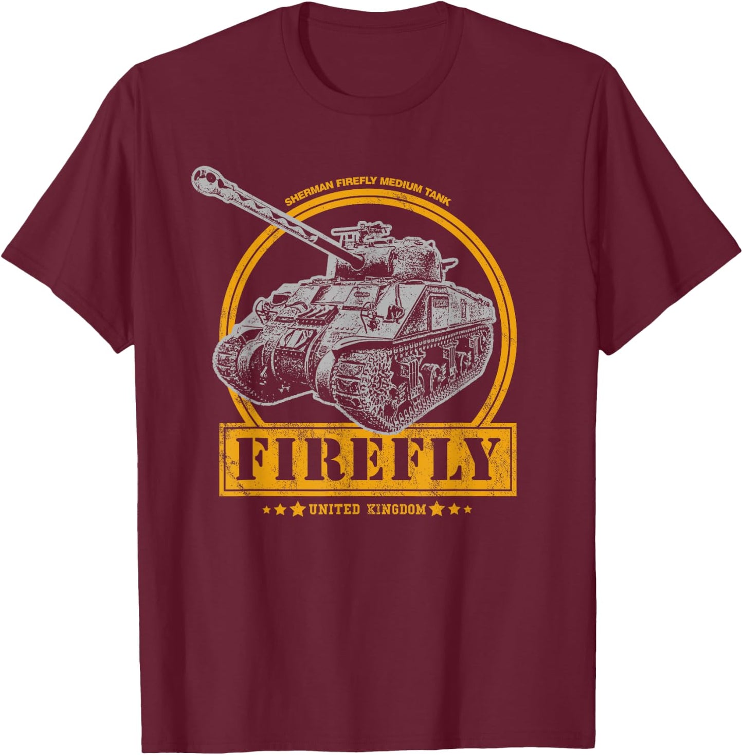 Sherman Firefly - WW2 Tank T-Shirt - T-Shirt | Maroon