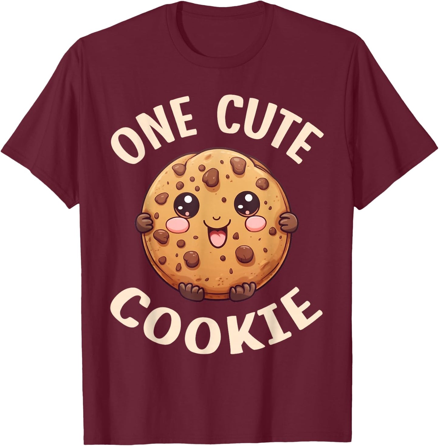 One Cute Cookie Chocolate Chip Kawaii Cookies T-Shirt - T-Shirt | Maroon