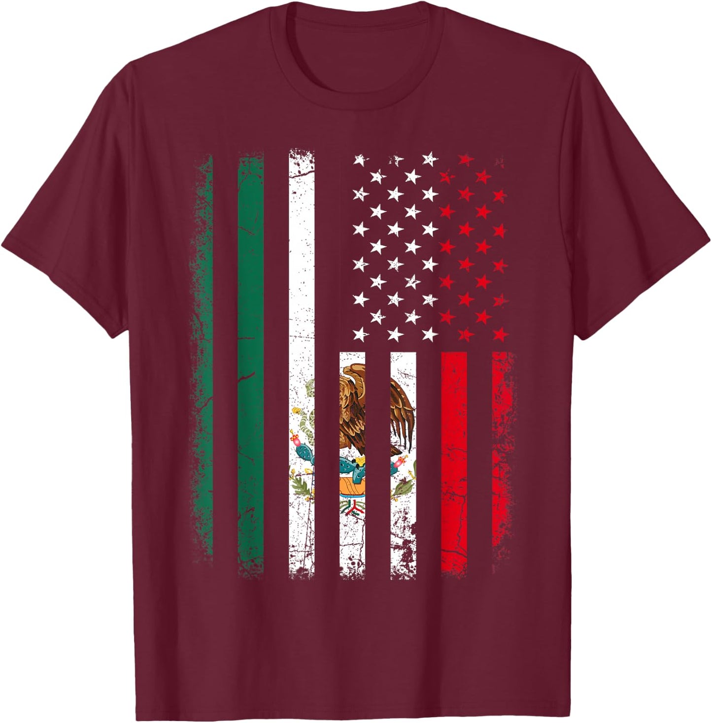 Mexican American Flag Mexican Roots Mexico America Small T-Shirt - T-Shirt | Maroon