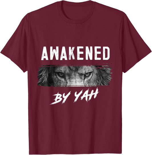 Awakened by Yah Hebrew Israelite Lion of Judah Jewish Small T-Shirt - T-Shirt | Maroon