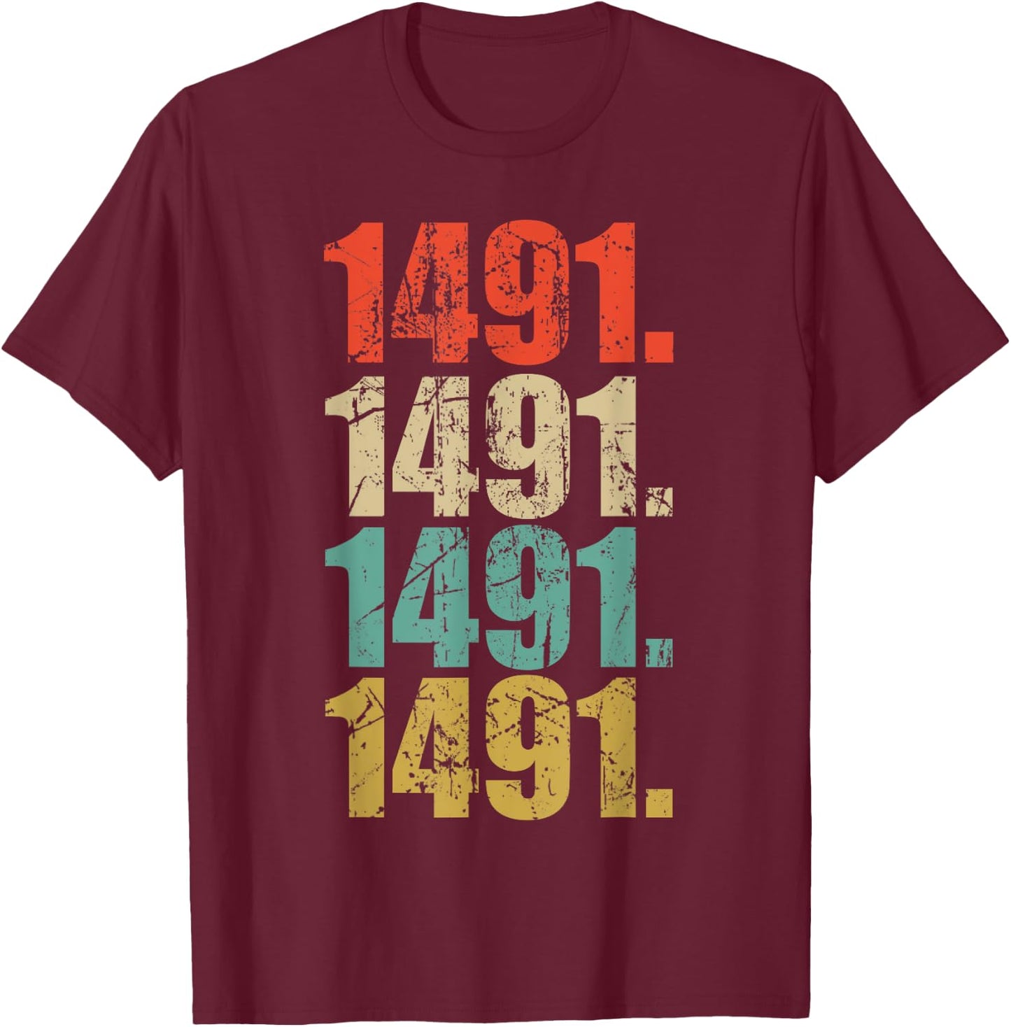 INDIGENOUS NAITIVE AMERICAN 1491 PRE COLUMBUS Vintage T-Shirt - T-Shirt | Maroon