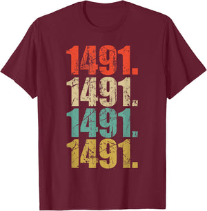 INDIGENOUS NAITIVE AMERICAN 1491 PRE COLUMBUS Vintage T-Shirt - T-Shirt | Maroon