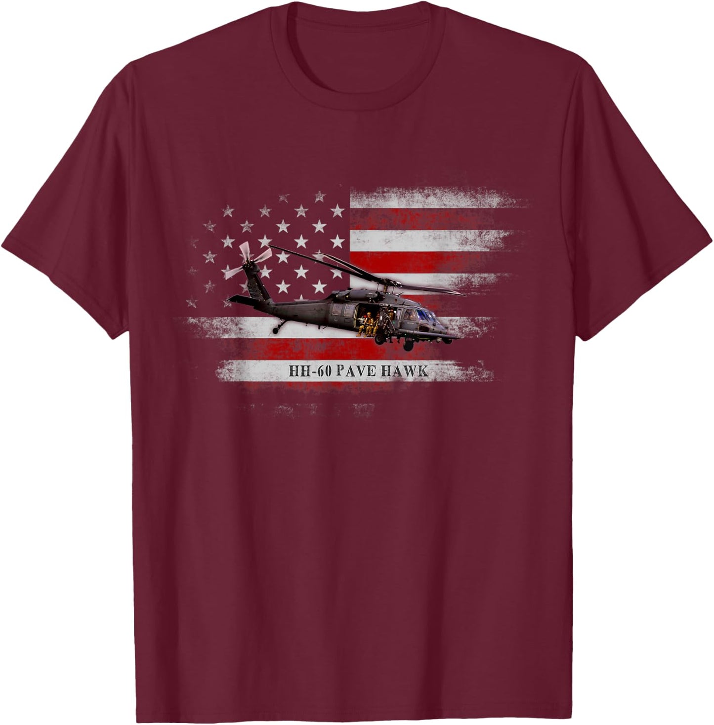 HH-60 Pave Hawk Helicopter USA Flag Helicopter Pilot Gifts Men T-Shirt - T-Shirt | Maroon