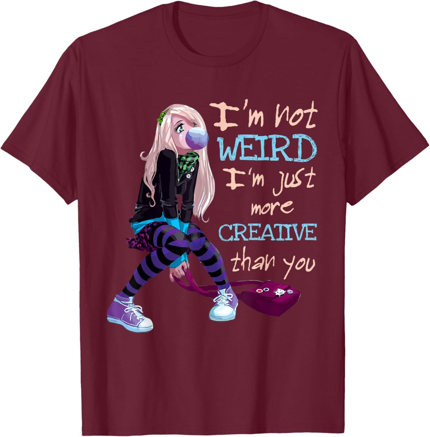Kawaii Anime Girl Kawaii Clothes Anime Clothing Not Weird Small T-Shirt - T-Shirt | Maroon