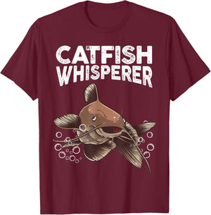 Funny Catfishing Design Men Women Catfish Hunter Whisperer T-Shirt - T-Shirt | Maroon