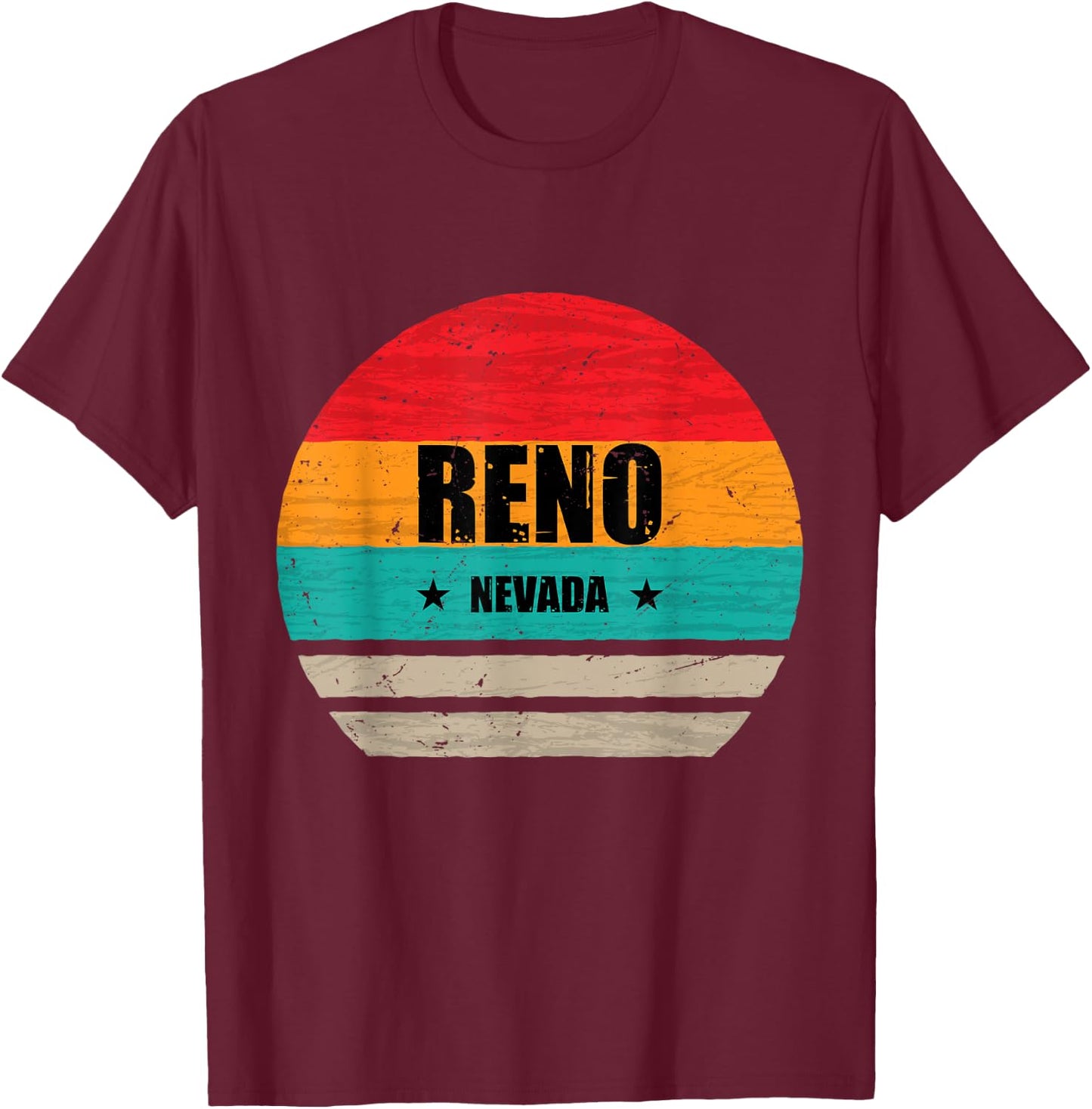 Reno Nevada Retro Vintage Sunset US State Reno T-Shirt - T-Shirt | Maroon