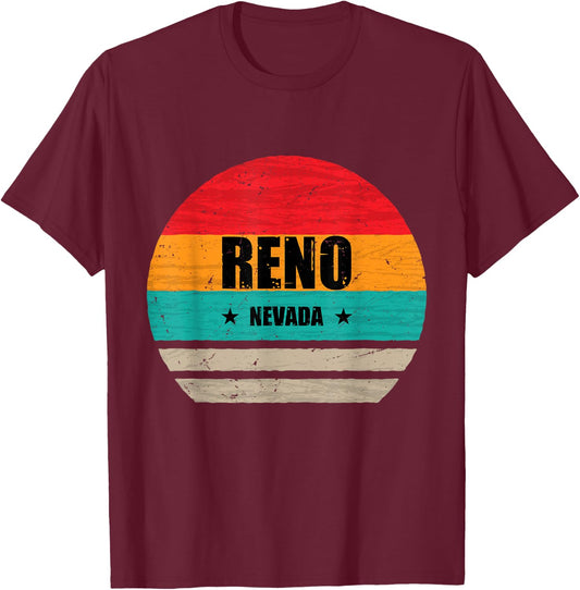 Reno Nevada Retro Vintage Sunset US State Reno T-Shirt - T-Shirt | Maroon