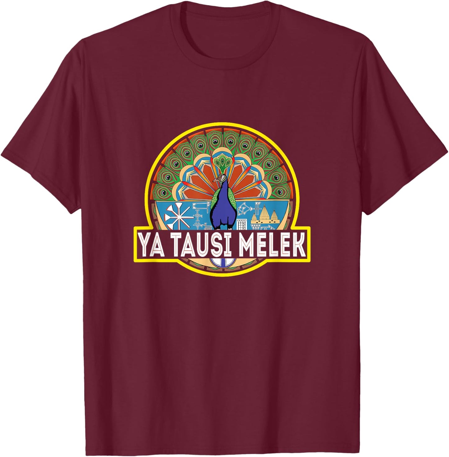 Ezidi, Peacock Angel, YaTausi Melek, Yazidi Shingal Lalish T-Shirt - T-Shirt | Maroon