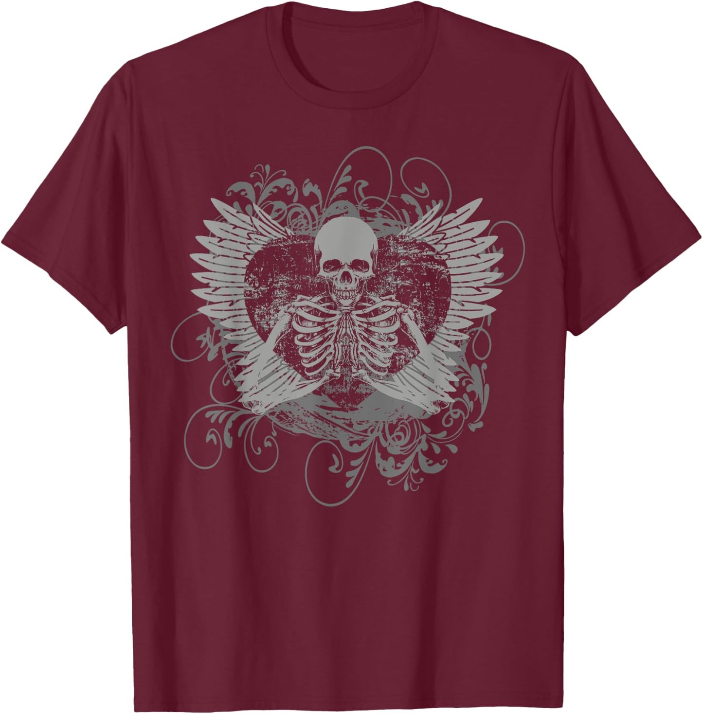 Skeleton Fairy Grunge Y2K Aesthetic Butterfly Gothic T-Shirt - T-Shirt | Maroon