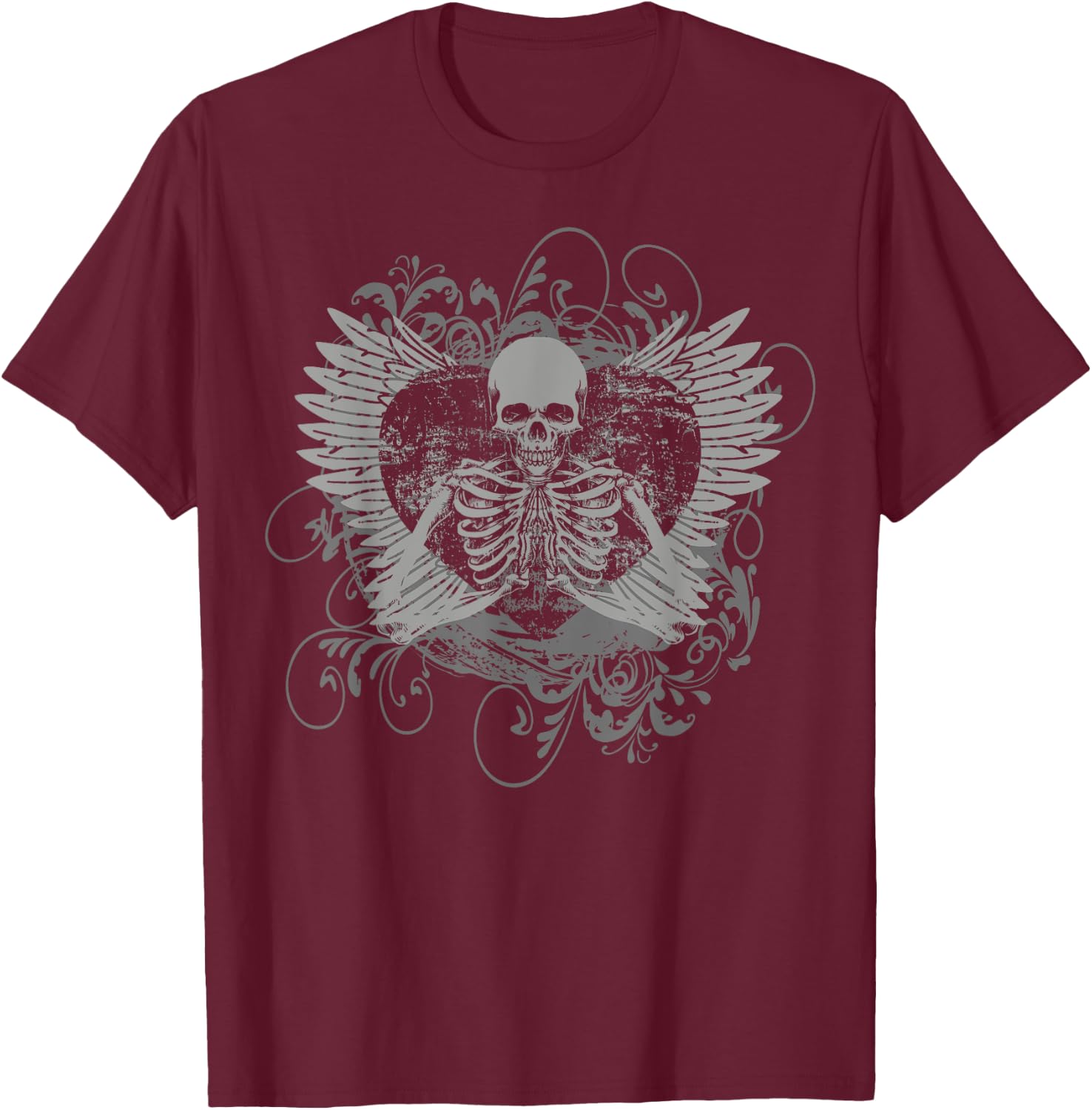 Skeleton Fairy Grunge Y2K Aesthetic Butterfly Gothic T-Shirt - T-Shirt | Maroon