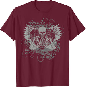 Skeleton Fairy Grunge Y2K Aesthetic Butterfly Gothic T-Shirt - T-Shirt | Maroon