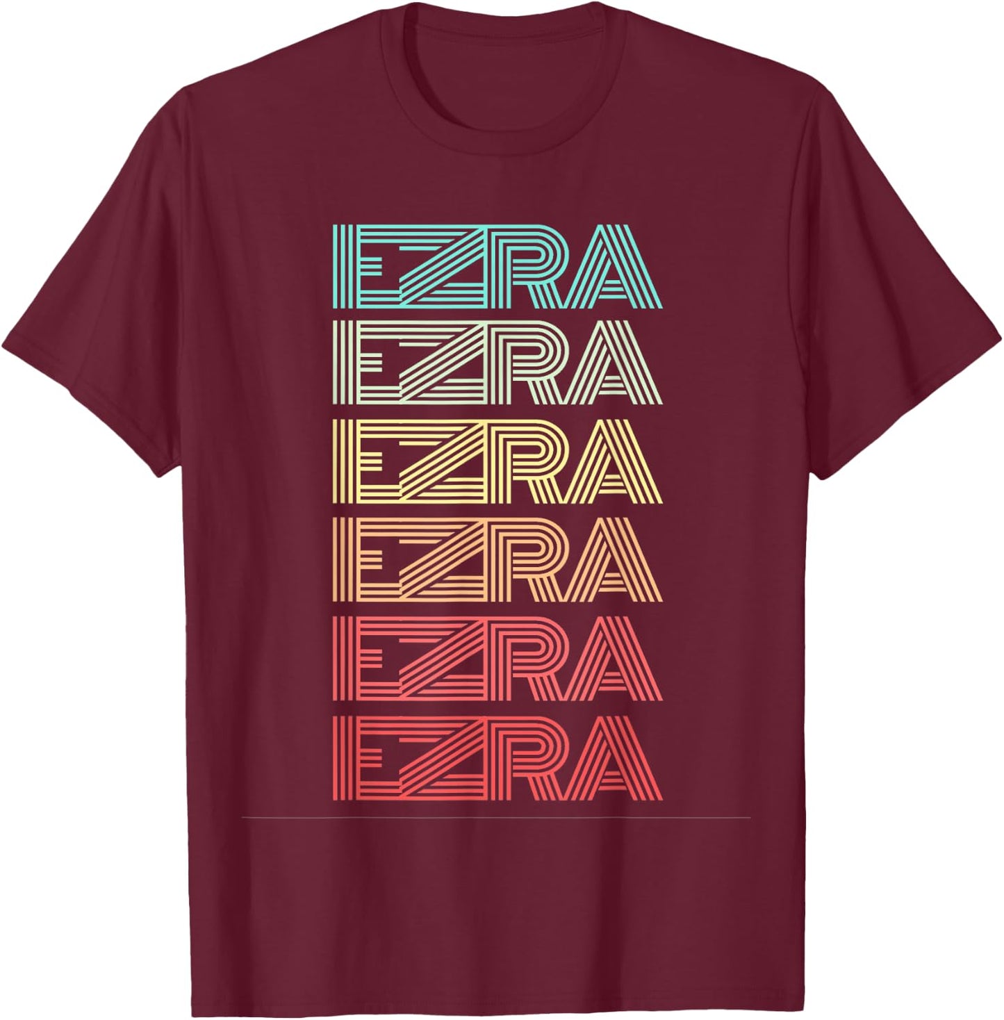 First Name EZRA Boy Retro Personalized Birthday Father Son T-Shirt - T-Shirt | Maroon