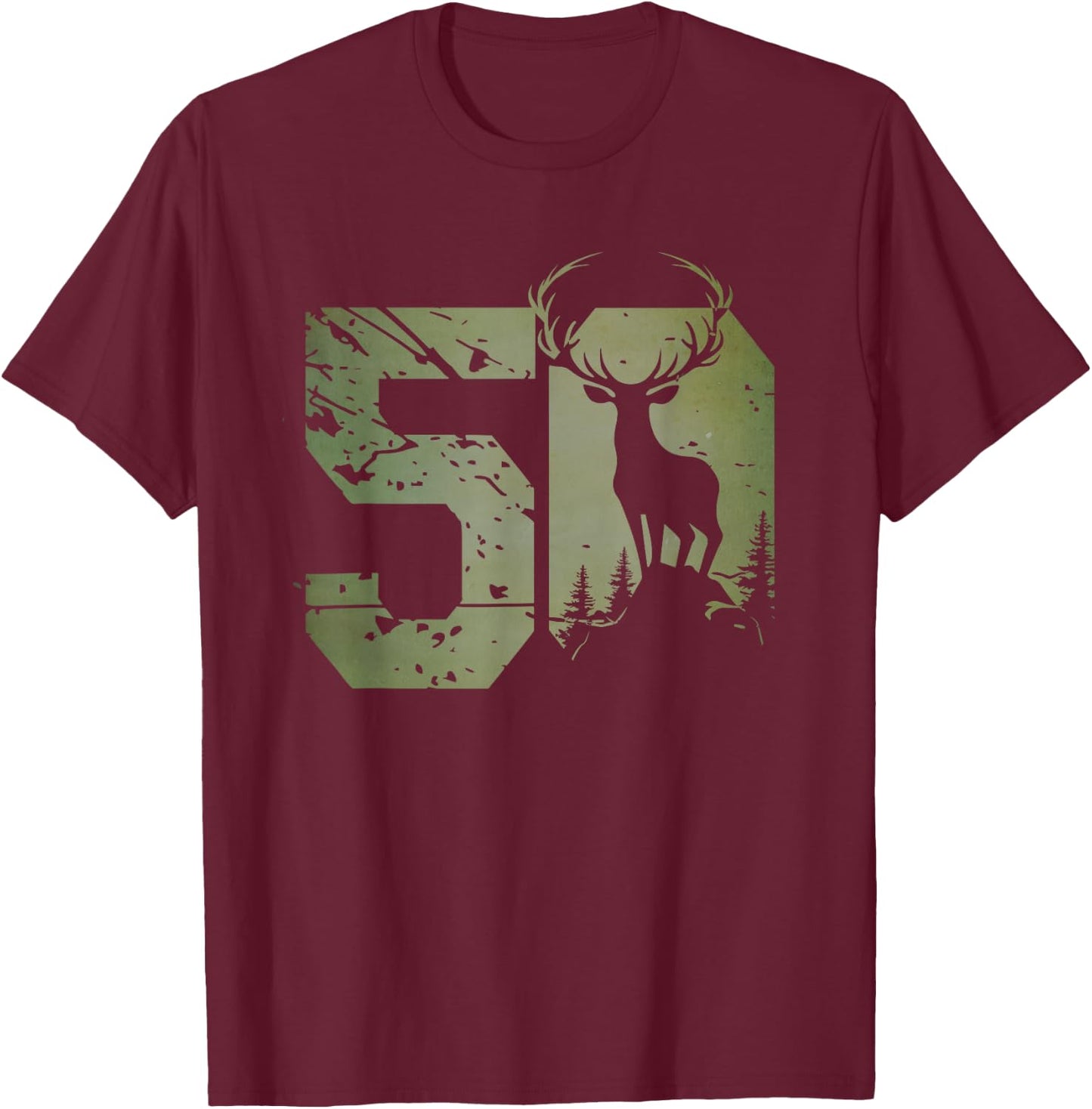 Stag Figurine for Hunter 50s Birthday or Anniversary T-Shirt - T-Shirt | Maroon