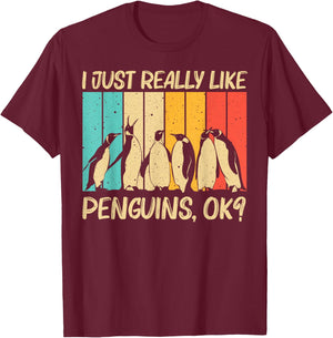 Cool Penguin Design Women Emperor Penguin Bird Lover T-Shirt - T-Shirt | Maroon