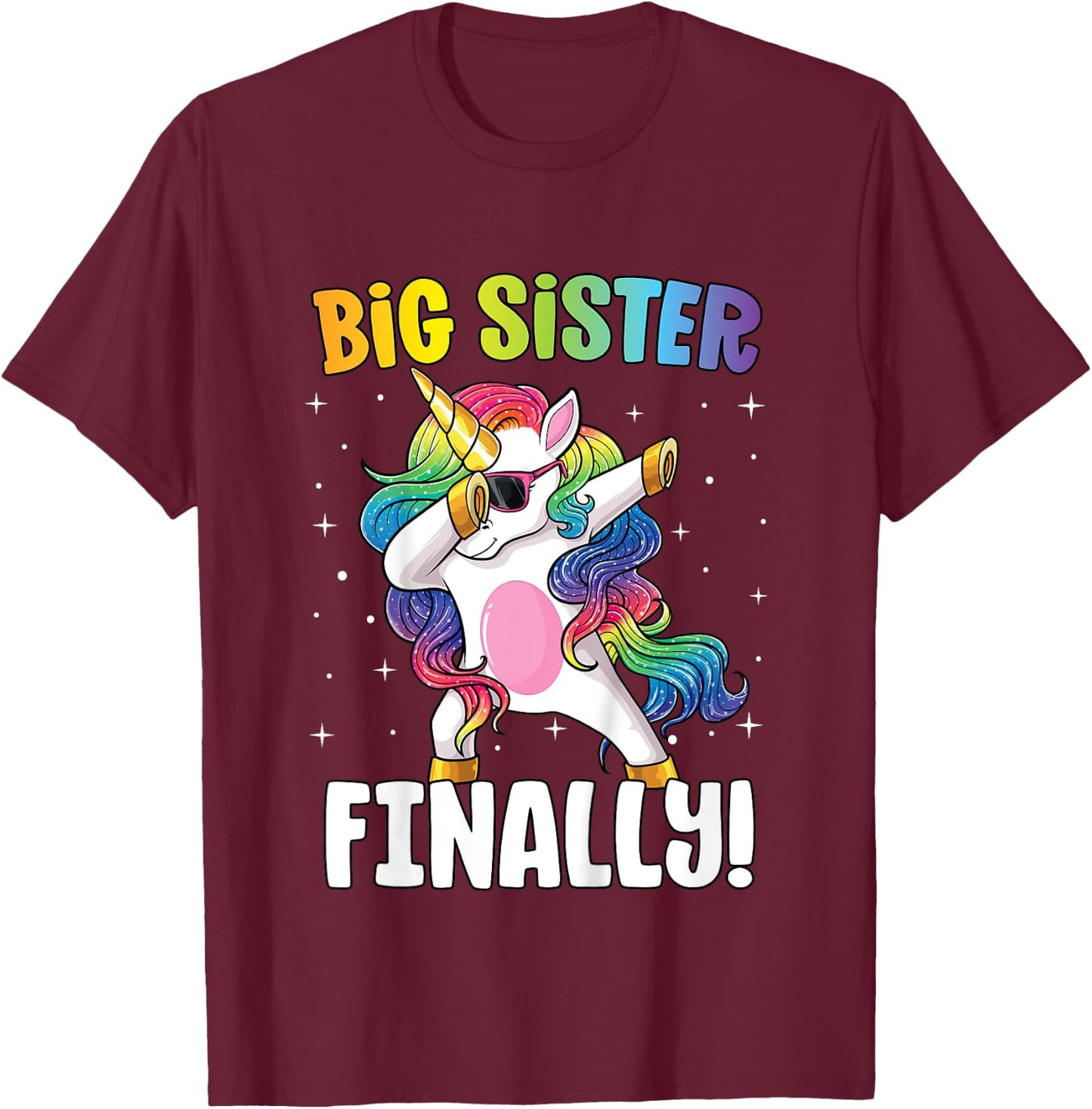 Big Sister Finally Dabbing Unicorn Girls Big Sister T-Shirt - T-Shirt | Maroon
