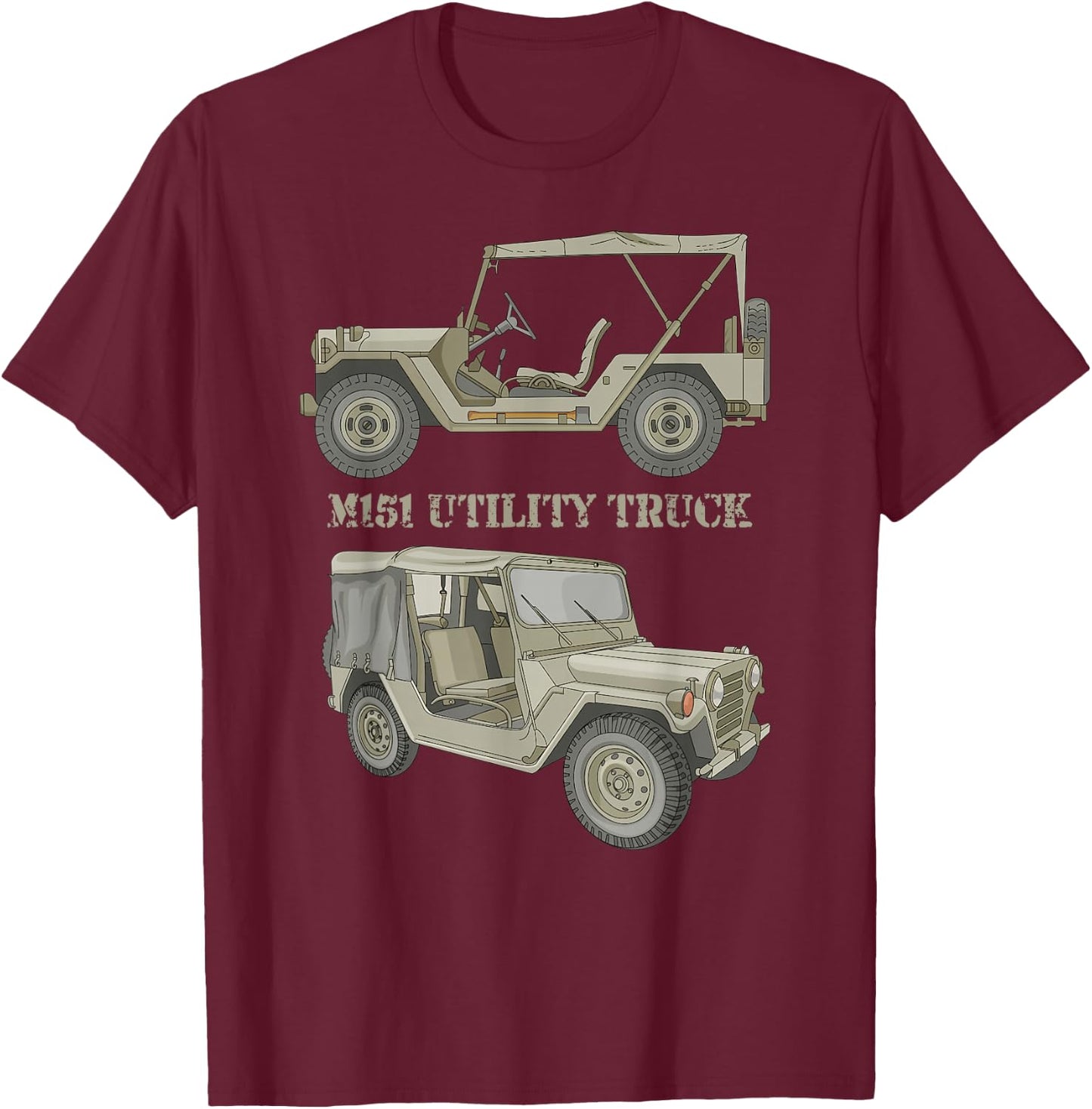 M151 Military 4 x 4 Utility Truck Diagram T-Shirt - T-Shirt | Maroon