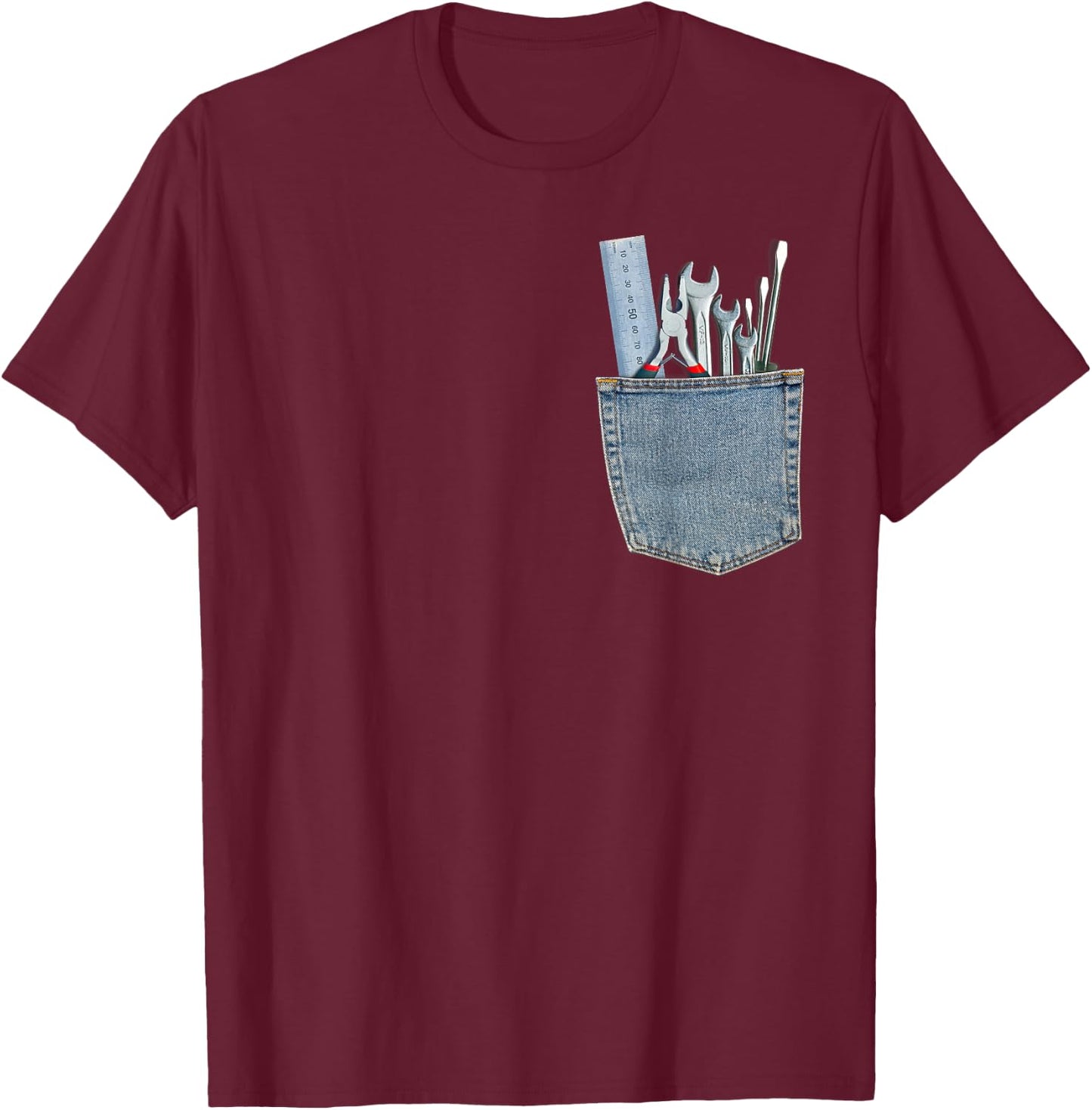 Work Tools in My Pocket Funny Mechanical Engineer T Shirt T-Shirt - T-Shirt | Maroon
