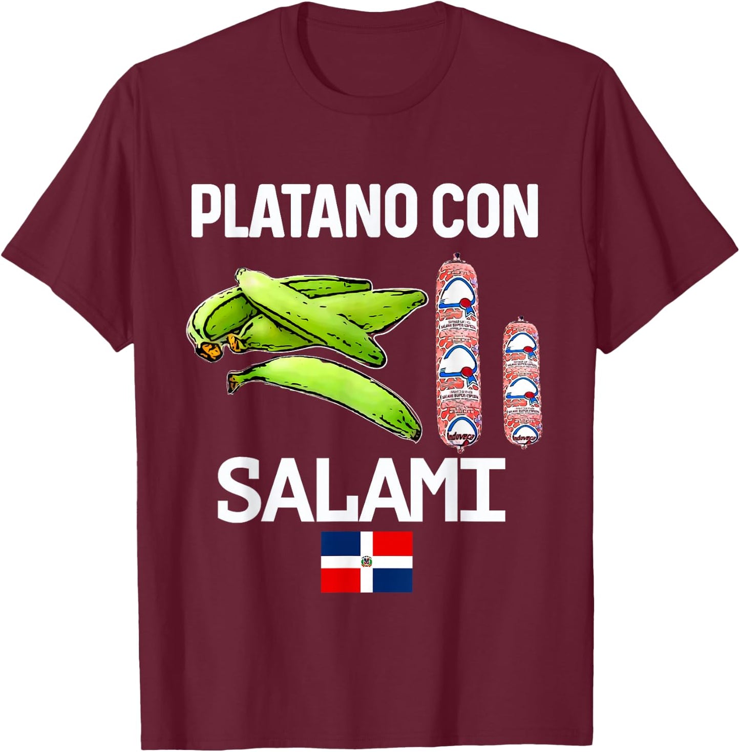 Dominicana Flag RD Dominican Republic Food Mangu Plantain T-Shirt - T-Shirt | Maroon