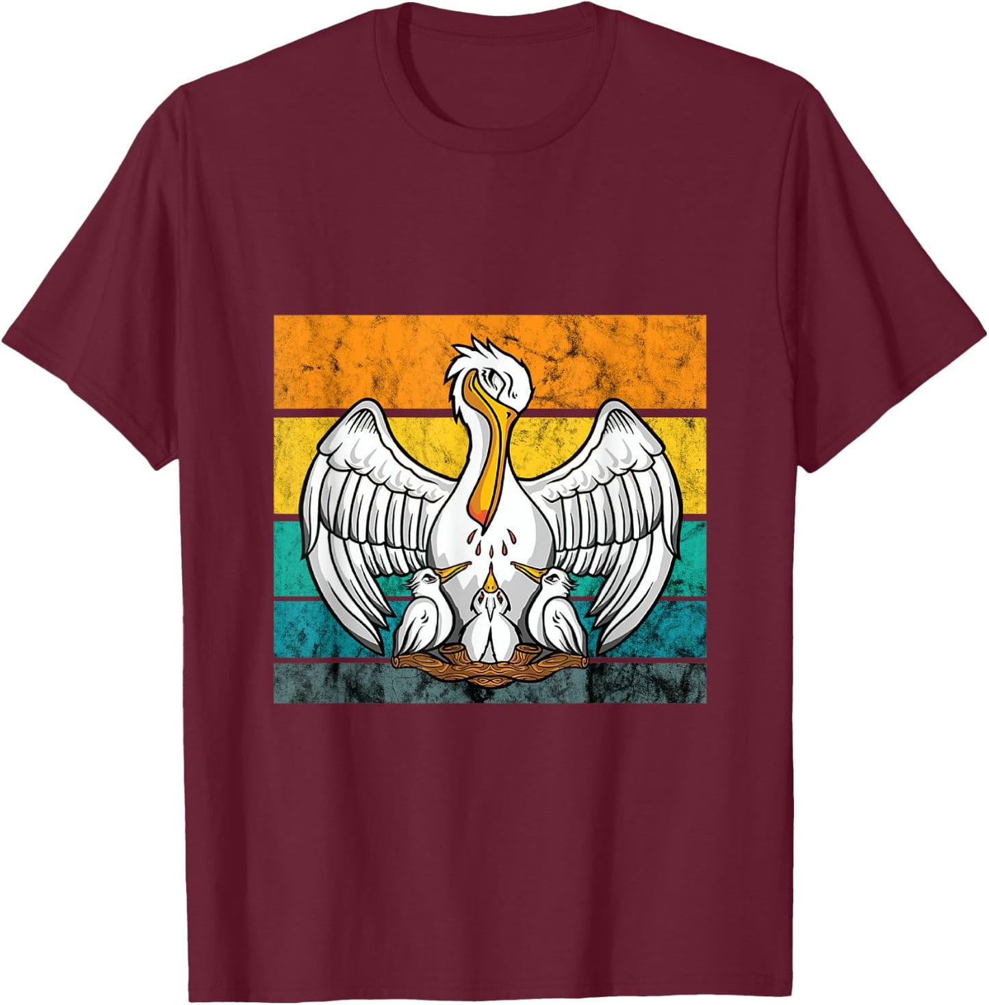 Pelican Bird Vintage Retro Pelican Chick Hatch Tropical Bird T-Shirt - T-Shirt | Maroon