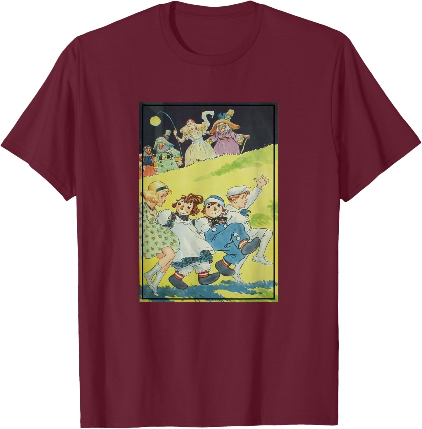 Raggedy Ann & Andy Book Illustration (1924) T-Shirt - T-Shirt | Maroon