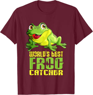 World's Best Frog Catcher Frog Catcher Collector Cute Frogs T-Shirt - T-Shirt | Maroon