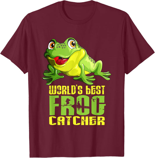 World's Best Frog Catcher Frog Catcher Collector Cute Frogs T-Shirt - T-Shirt | Maroon