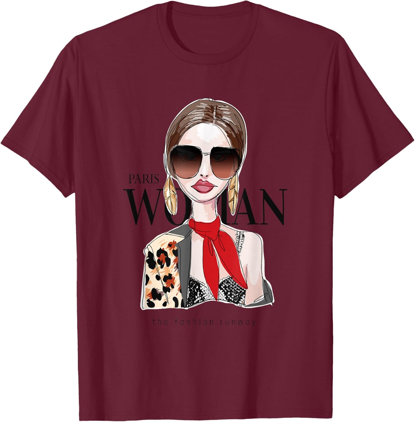 Paris Woman The Most Beauty Lady Graphic & Cool Designs T-Shirt - T-Shirt | Maroon