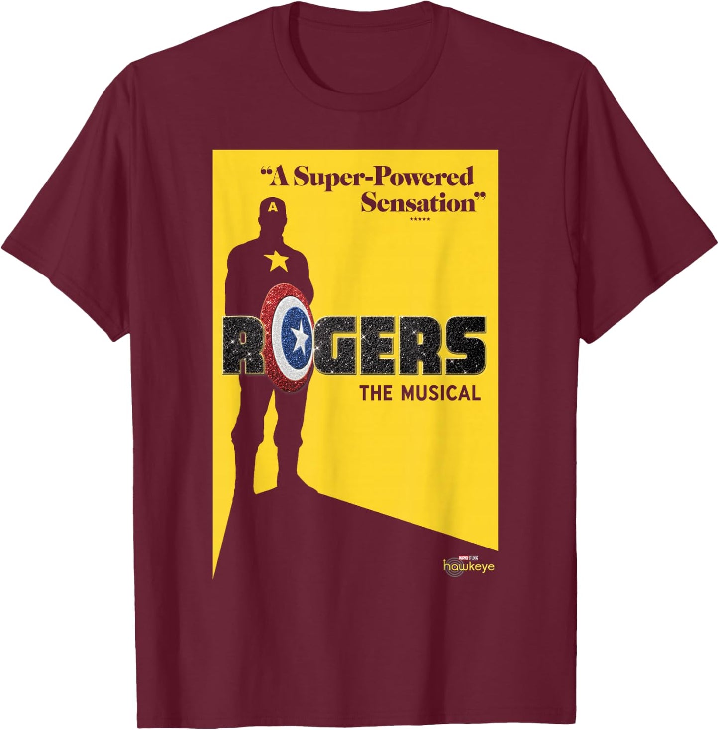 Marvel Hawkeye Rogers The Musical Poster T-Shirt - T-Shirt | Maroon