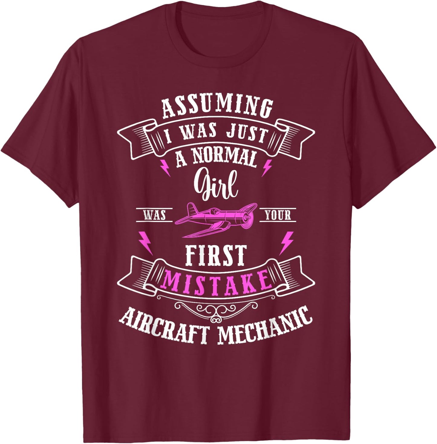 Aviation Mechanic Airplane Mechanic Female Aircraft Mechanic T-Shirt - T-Shirt | Maroon
