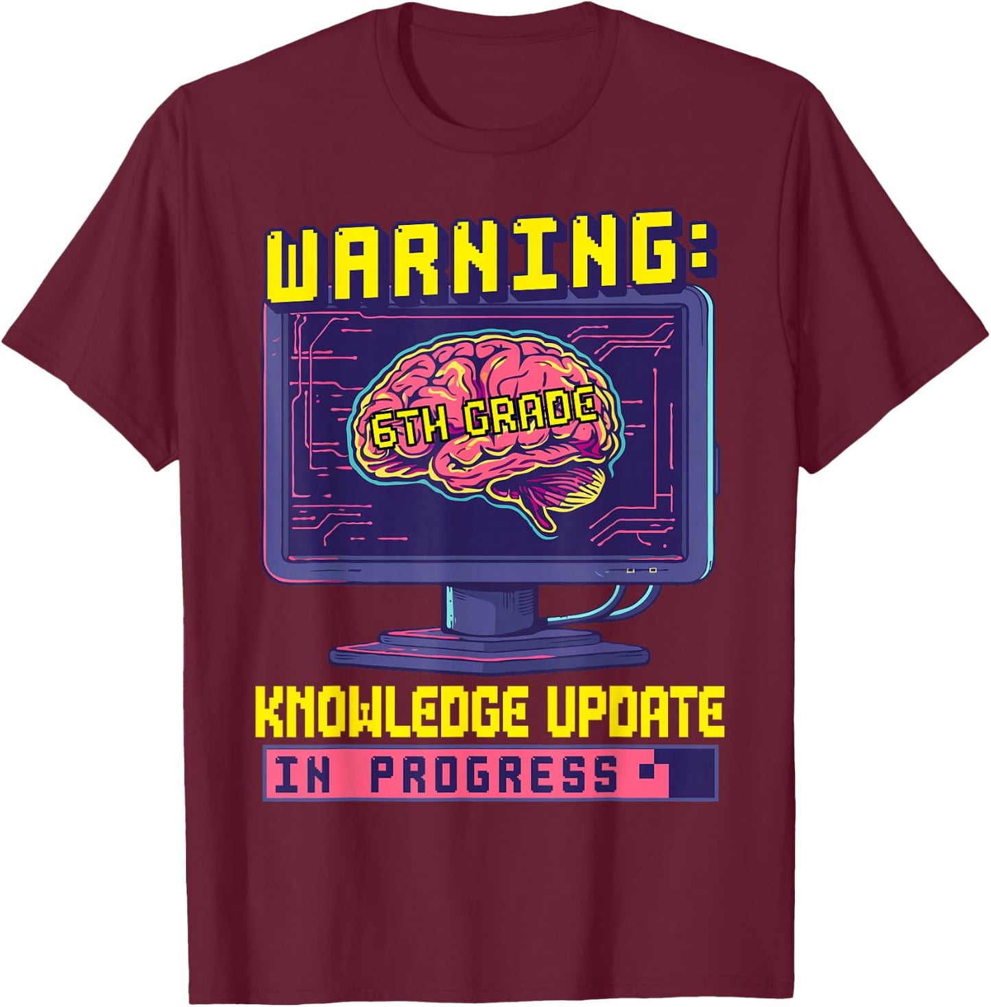 6th Grade Back To School Sixth Grade Smart Boys Computer T-Shirt - T-Shirt | Maroon